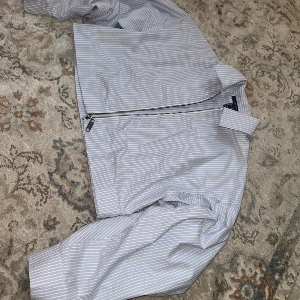 Forever 21 Women's Striped Gray Shirt Jacket